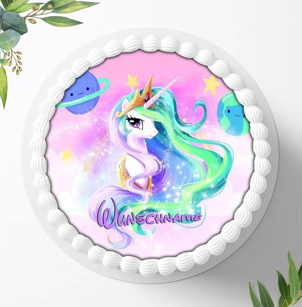 Einhorn Tortenaufleger mit Wunschnamen, Ø 20cm, 0803z